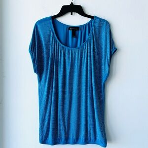 Y2K INC Blouse Blue Silver Studded Sparkle Knit Women L Party Casual Boho Office